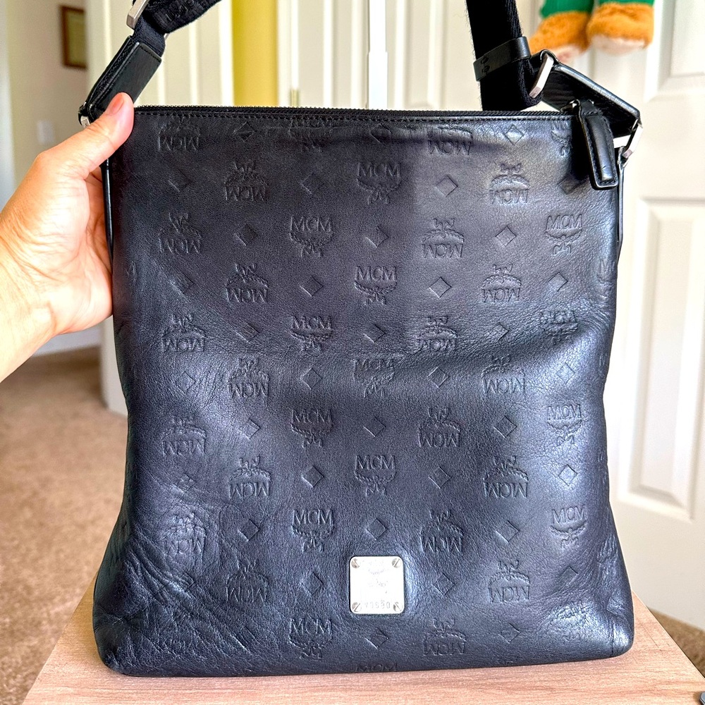 MCM Black Leather Crossbody Bag, Very Good Condition - Picture 2 of 12
